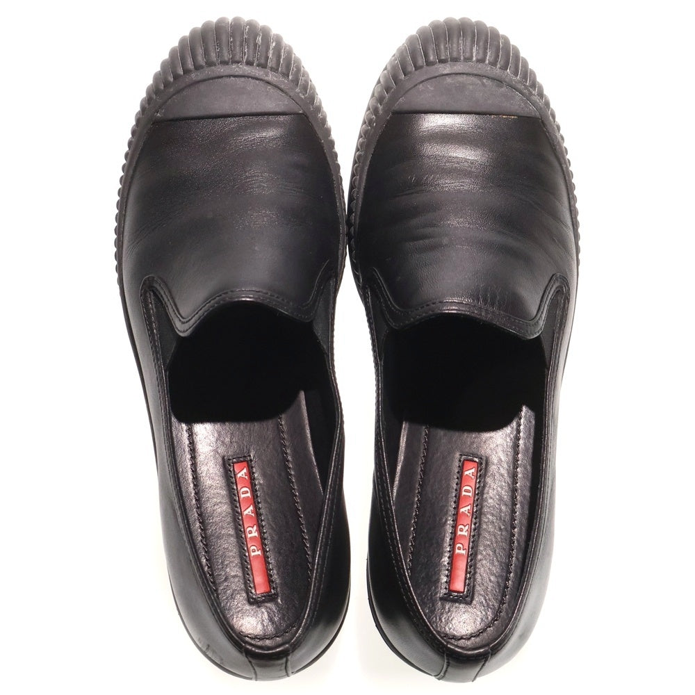 PRADA SPORT(プラダ スポーツ) アッパー デザイン レザー スリッポン ローファー ブラック 3S5934