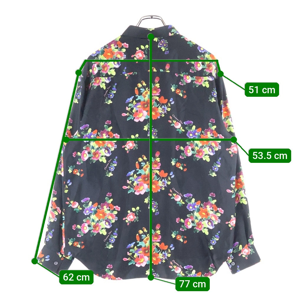 Christian Dior(クリスチャンディオール) 19SS ×KAWS BEE刺繍 総柄シルク長袖シャツ ブラック 923C561W6009