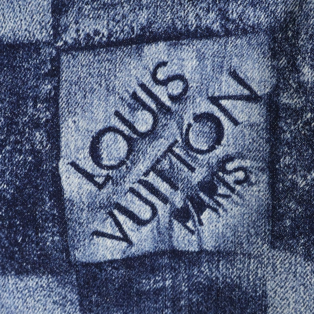LOUIS VUITTON(ルイヴィトン) 21SS ダミエ ソルト ロゴデザイン 胸ポケット デニム 半袖シャツ インディゴ RM212M DR0 HLS03W