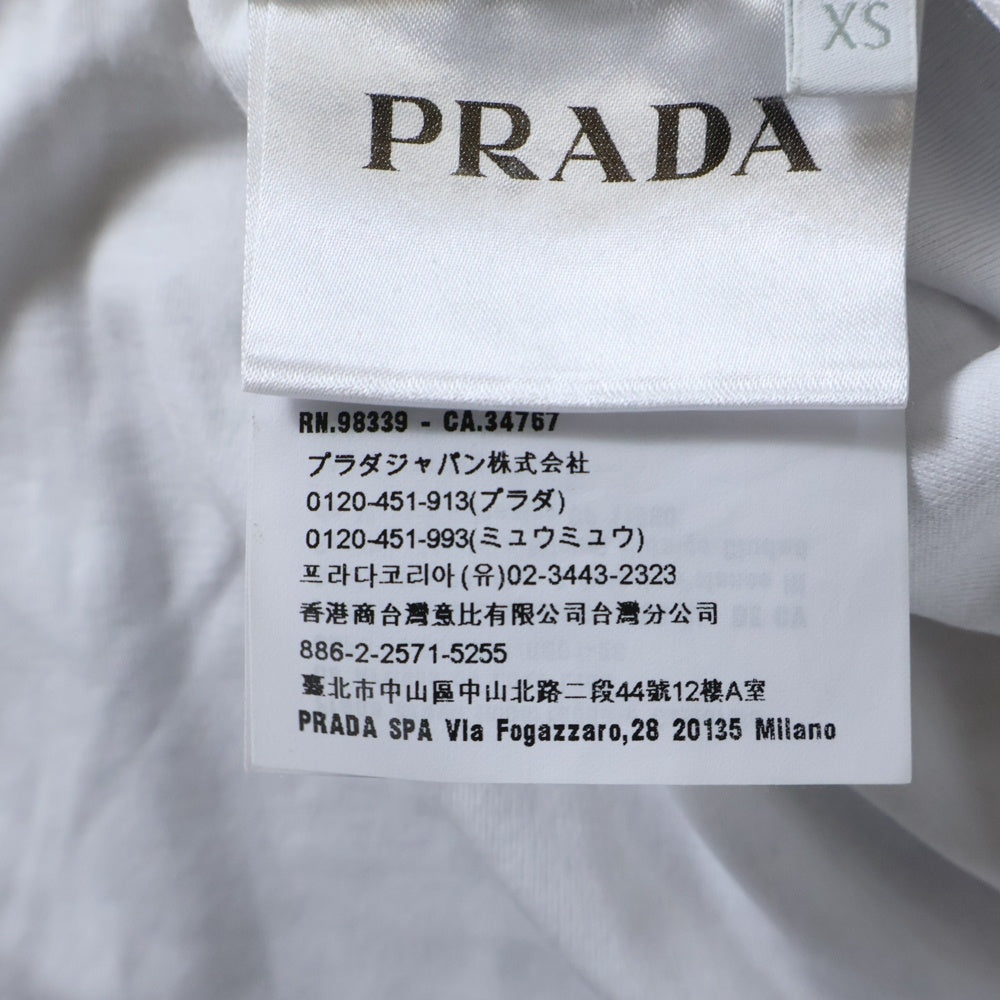 PRADA(プラダ) 23SS トライアングルロゴプレート コットン クルーネック カットソー 半袖Tシャツ ホワイト UJN861 S232 240