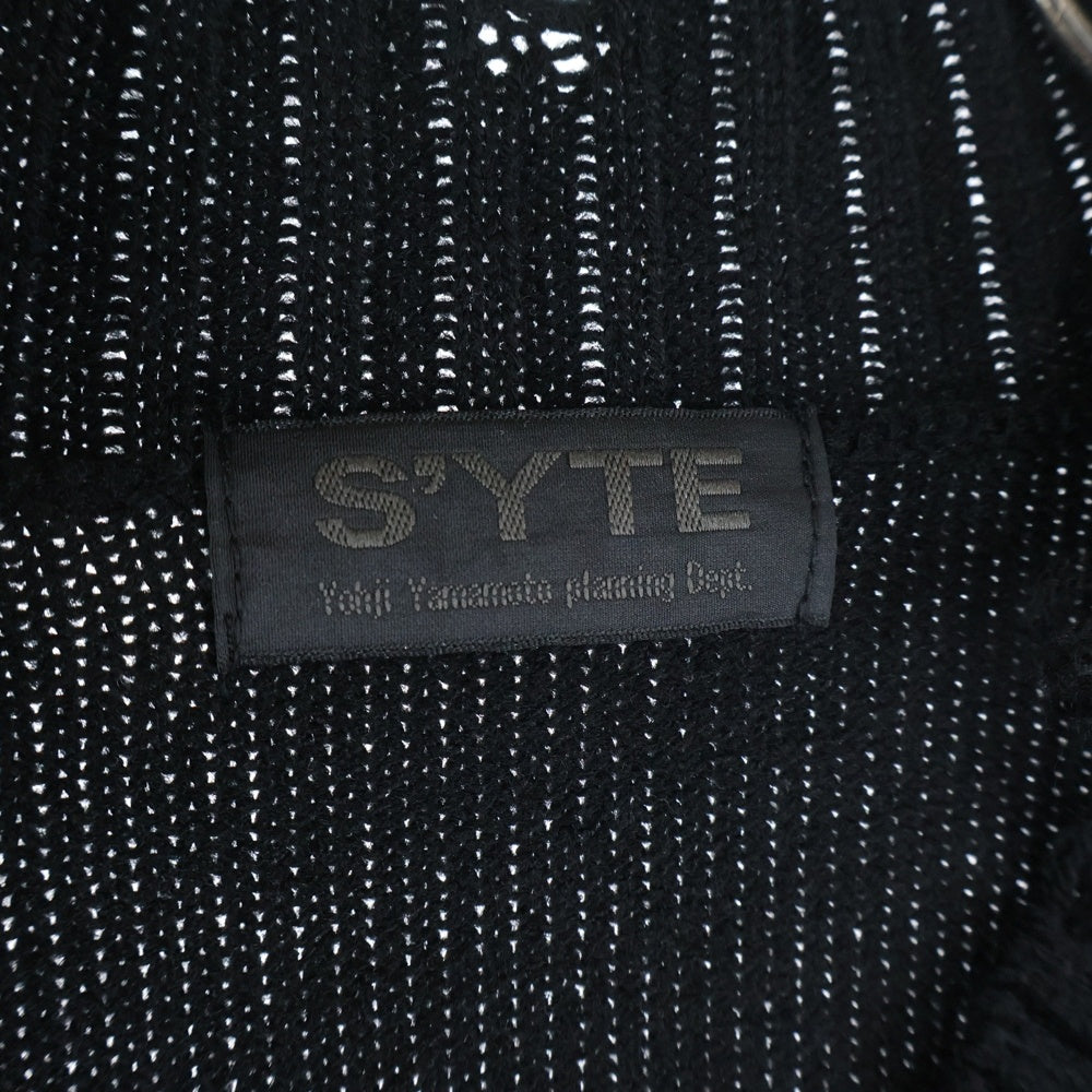 s'yte(サイト) 7G BULKY WOOL DAMAGE V NECK PULLOVER ウール ダメージ加工 Vネック プルオーバー ニットセーター ブラック UM-K48-613