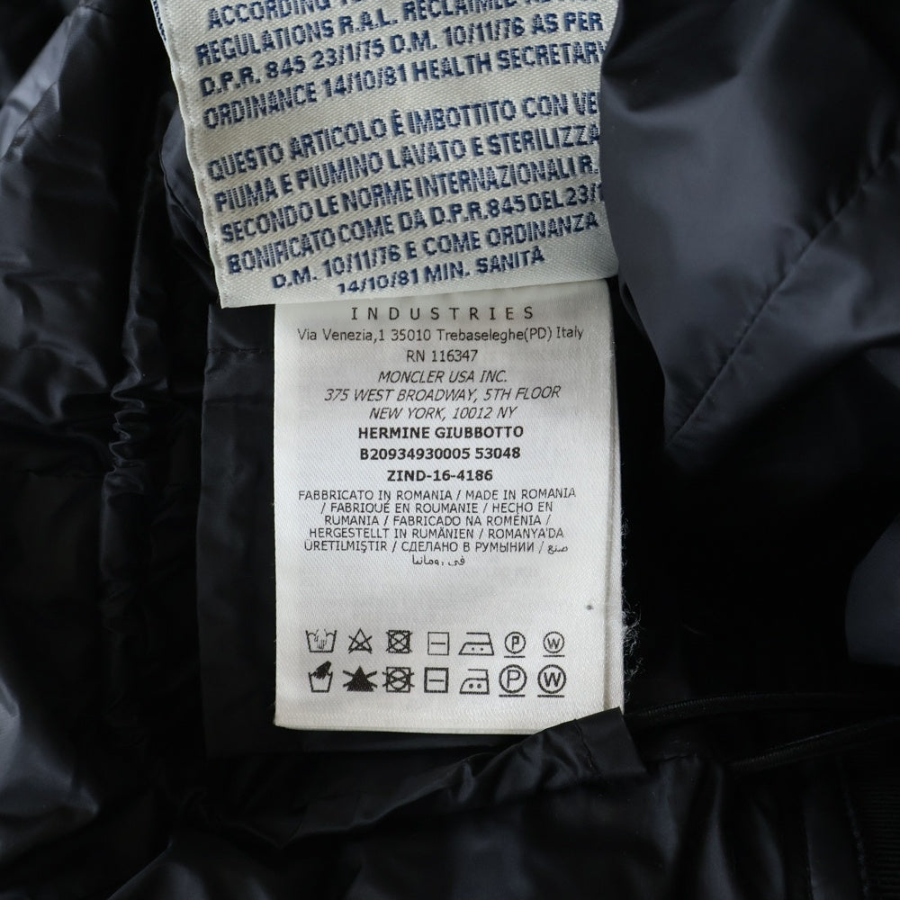 MONCLER(モンクレール) 16AW HERMINE エルミンヌ フーデッド ダウンコート ブラック レディース B20934930005 53048