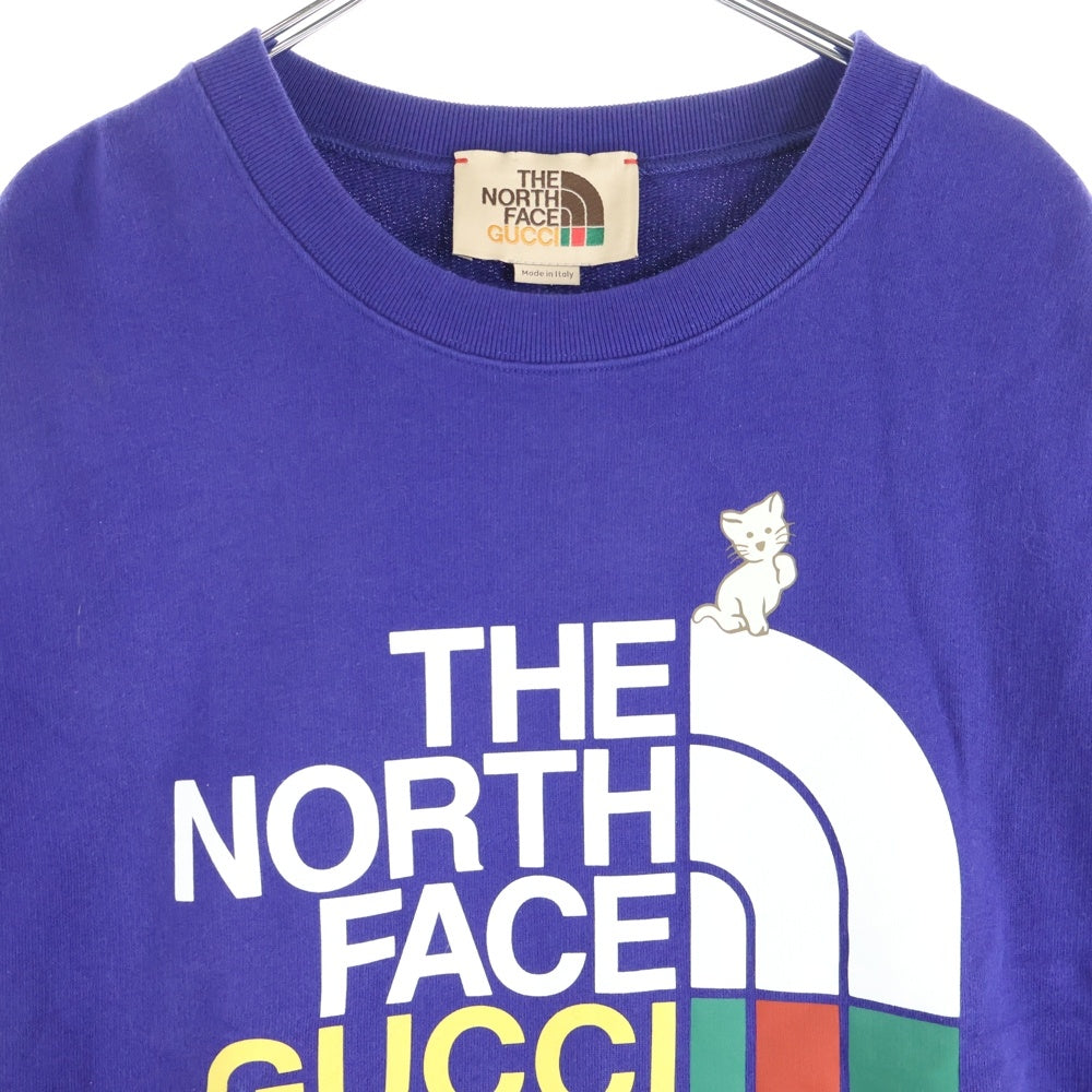 GUCCI(グッチ) ×THE NORTH FACE ザ ノース フェイス フロントロゴ クルーネックスウェットトレーナー パープル 671455 XJDRL