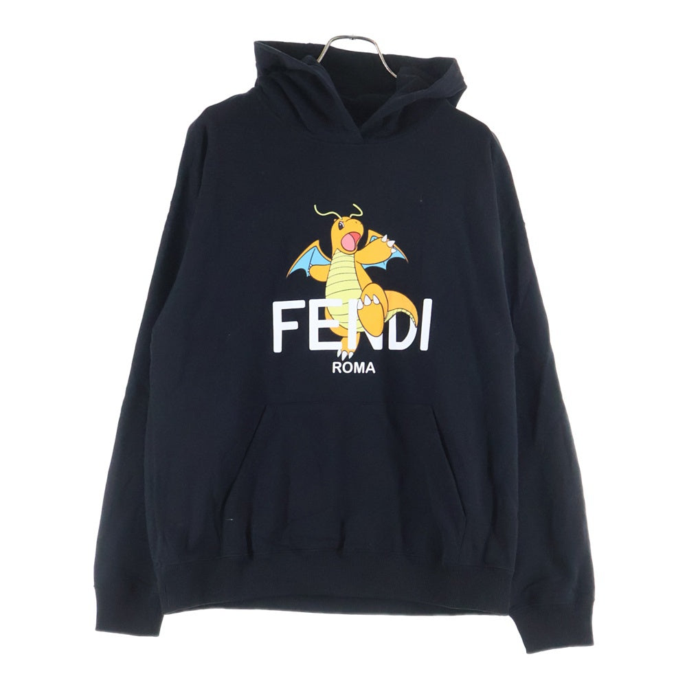 FENDI(フェンディ) 24SS ×FRAGMENT ×POKEMON DRAGONITE HOODIE フラグメント ポケモン カイリュー フーディー プルオーバースウェットパーカー ブラック FY1143 AQJK