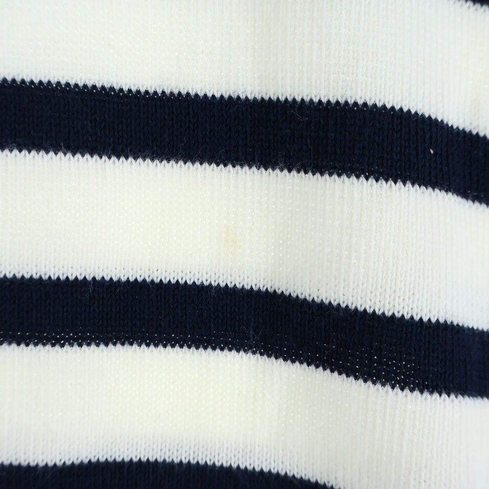 MAISON KITSUNE(メゾンキツネ) ボーダー柄 フロント刺繍 クルーネックニットセーター ホワイト/ネイビー MM00803KT1102