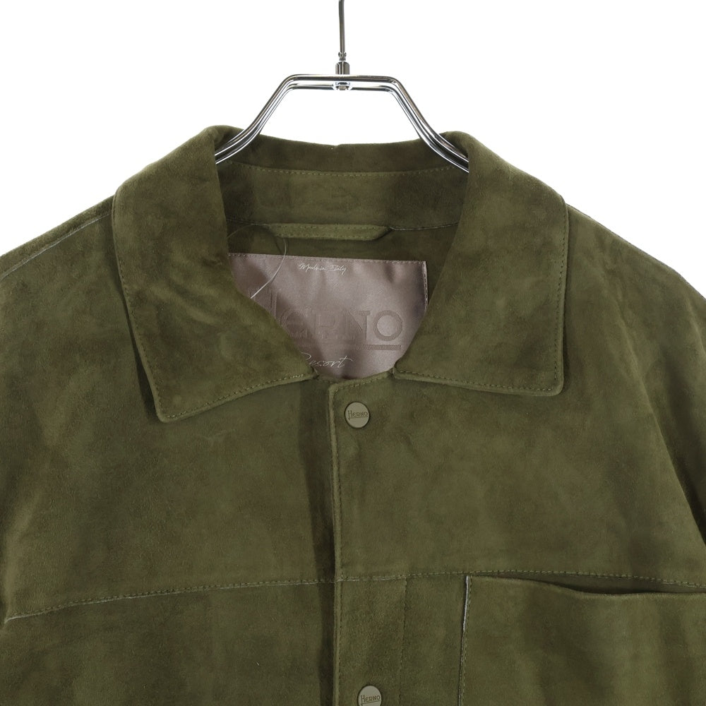 HERNO(ヘルノ) ゴートスキン スウェードレザージャケット カーキ PL00031UR-18088