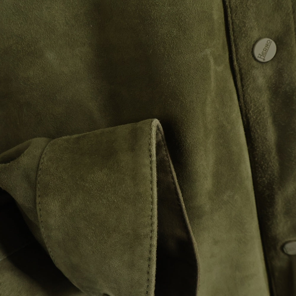 HERNO(ヘルノ) ゴートスキン スウェードレザージャケット カーキ PL00031UR-18088