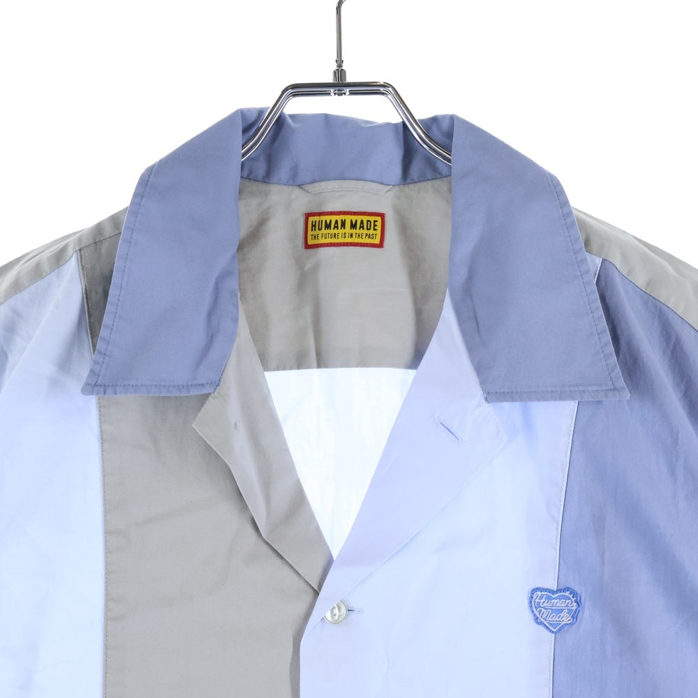 HUMAN MADE(ヒューマンメイド) 25SS PANEL SHIRT パネル パッチワーク オープンカラーシャツ ブルー/グレー HM29SH024