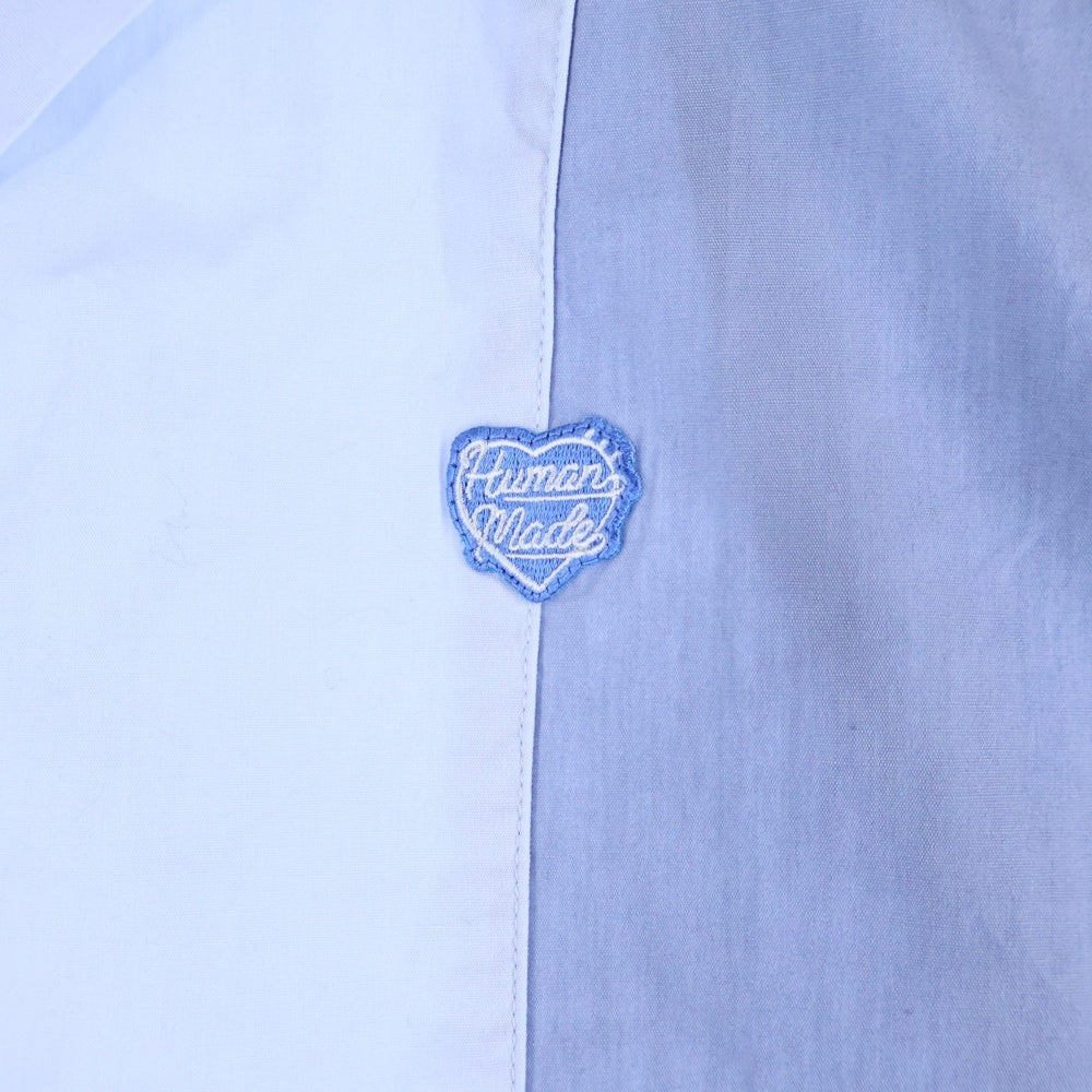 HUMAN MADE(ヒューマンメイド) 25SS PANEL SHIRT パネル パッチワーク オープンカラーシャツ ブルー/グレー HM29SH024