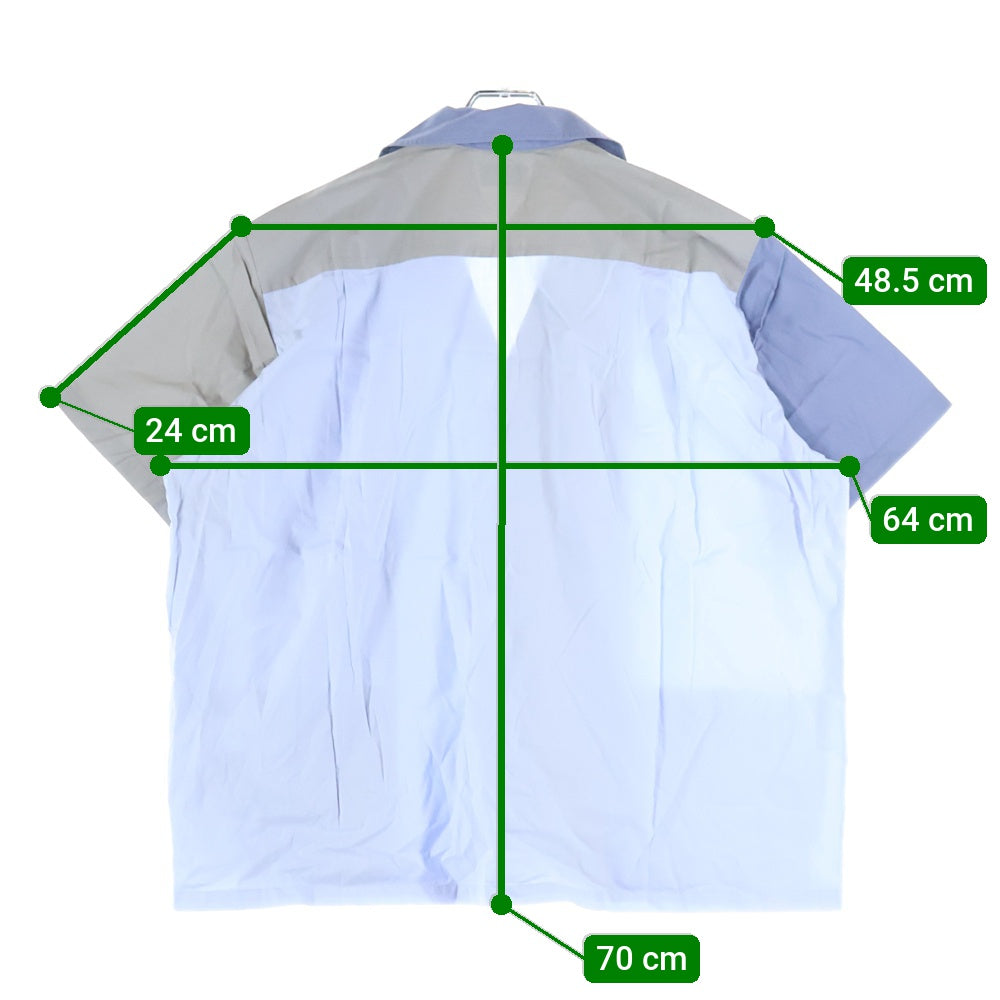 HUMAN MADE(ヒューマンメイド) 25SS PANEL SHIRT パネル パッチワーク オープンカラーシャツ ブルー/グレー HM29SH024