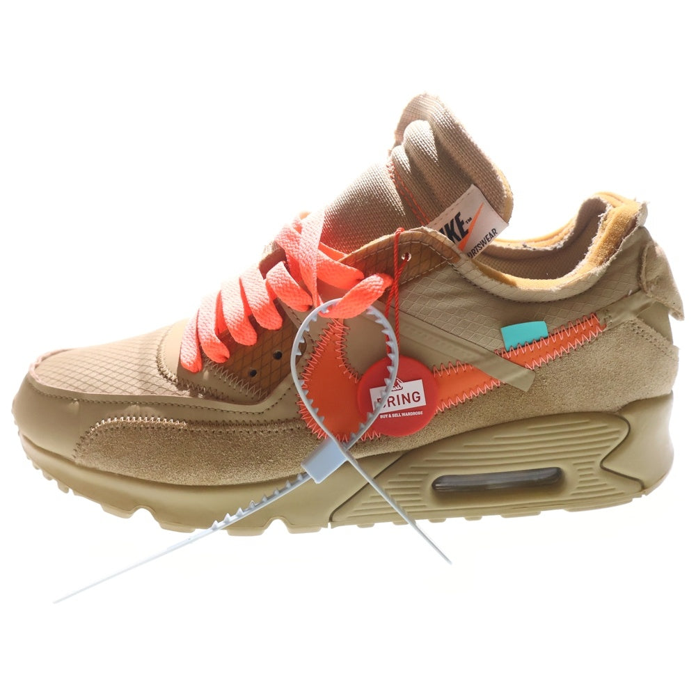 NIKE(ナイキ) ×OFF-WHITE THE 10 AIR MAX 90 DESERT ORE オフホワイト エアマックス90 デザートオレ ローカットスニーカー ブラウン US8.5/26.5cm AA7293-200