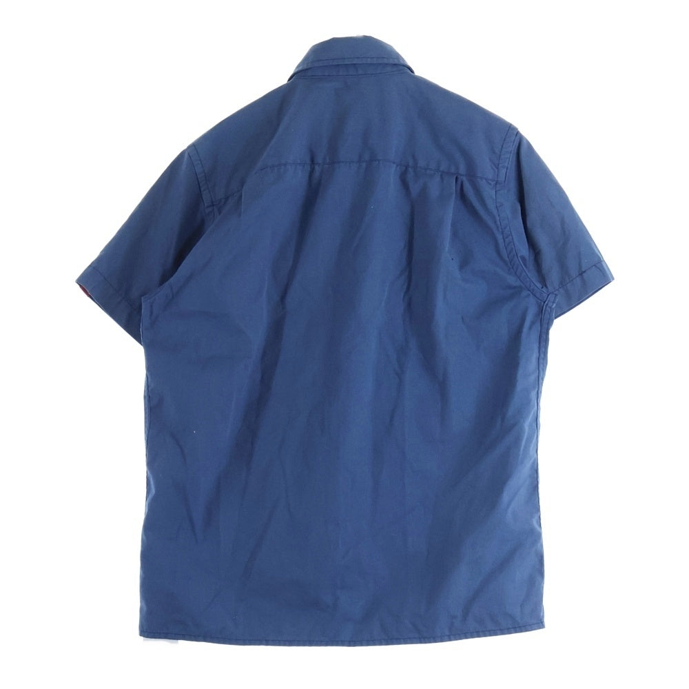 STUSSY(ステューシー) コットン ロゴワッペン 半袖 ワークシャツ ネイビー