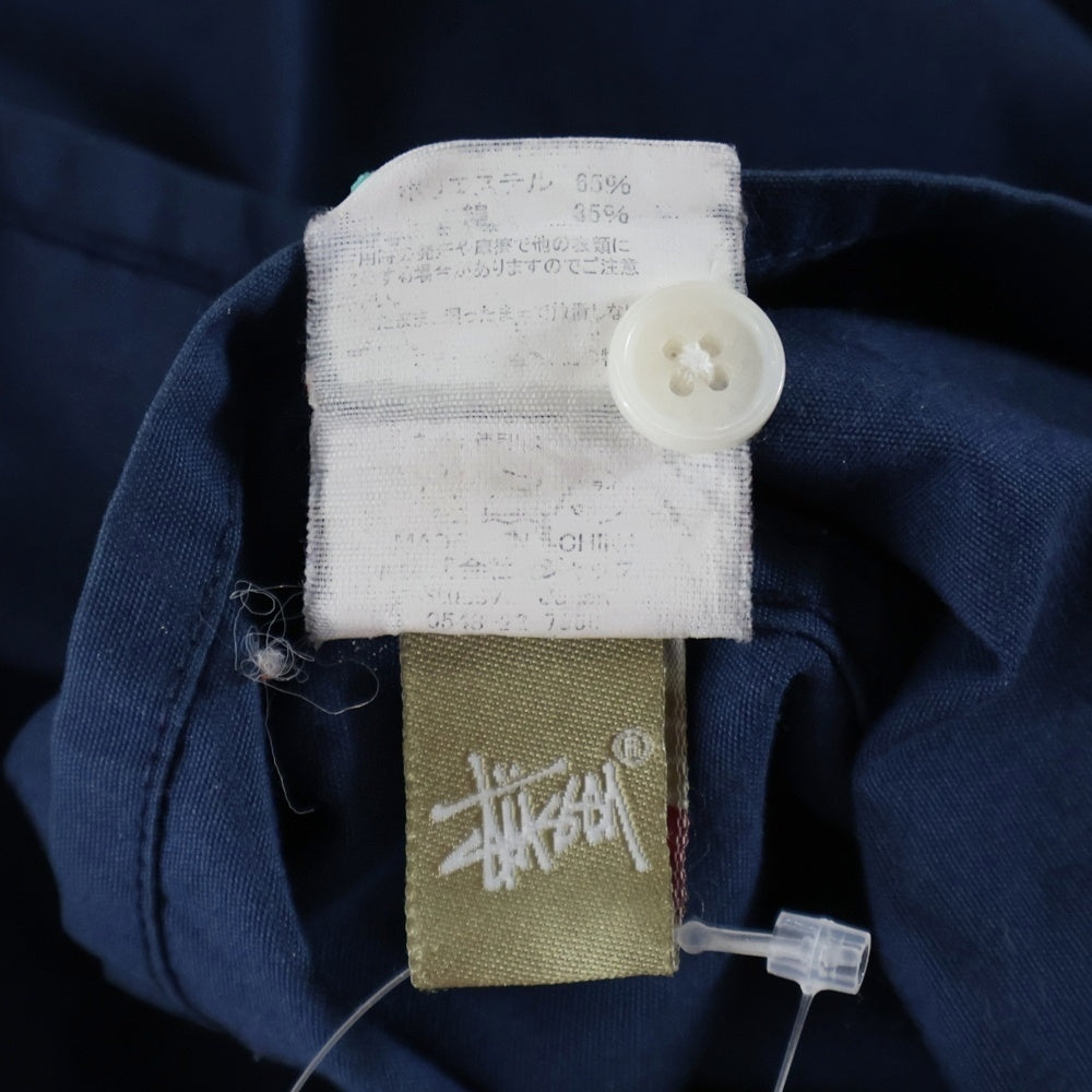 STUSSY(ステューシー) コットン ロゴワッペン 半袖 ワークシャツ ネイビー