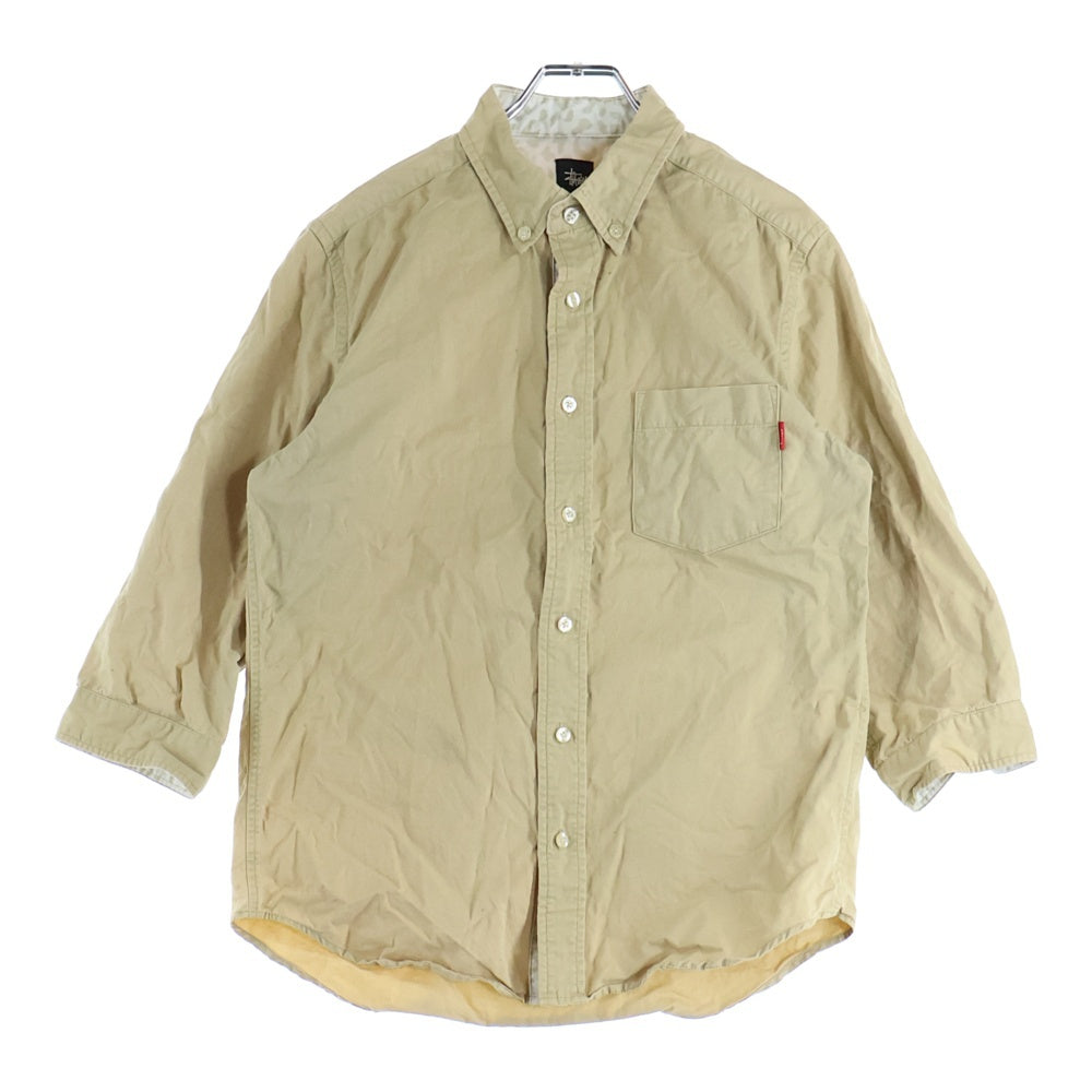 STUSSY(ステューシー) コットン ボタンダウン 七分袖シャツ ベージュ