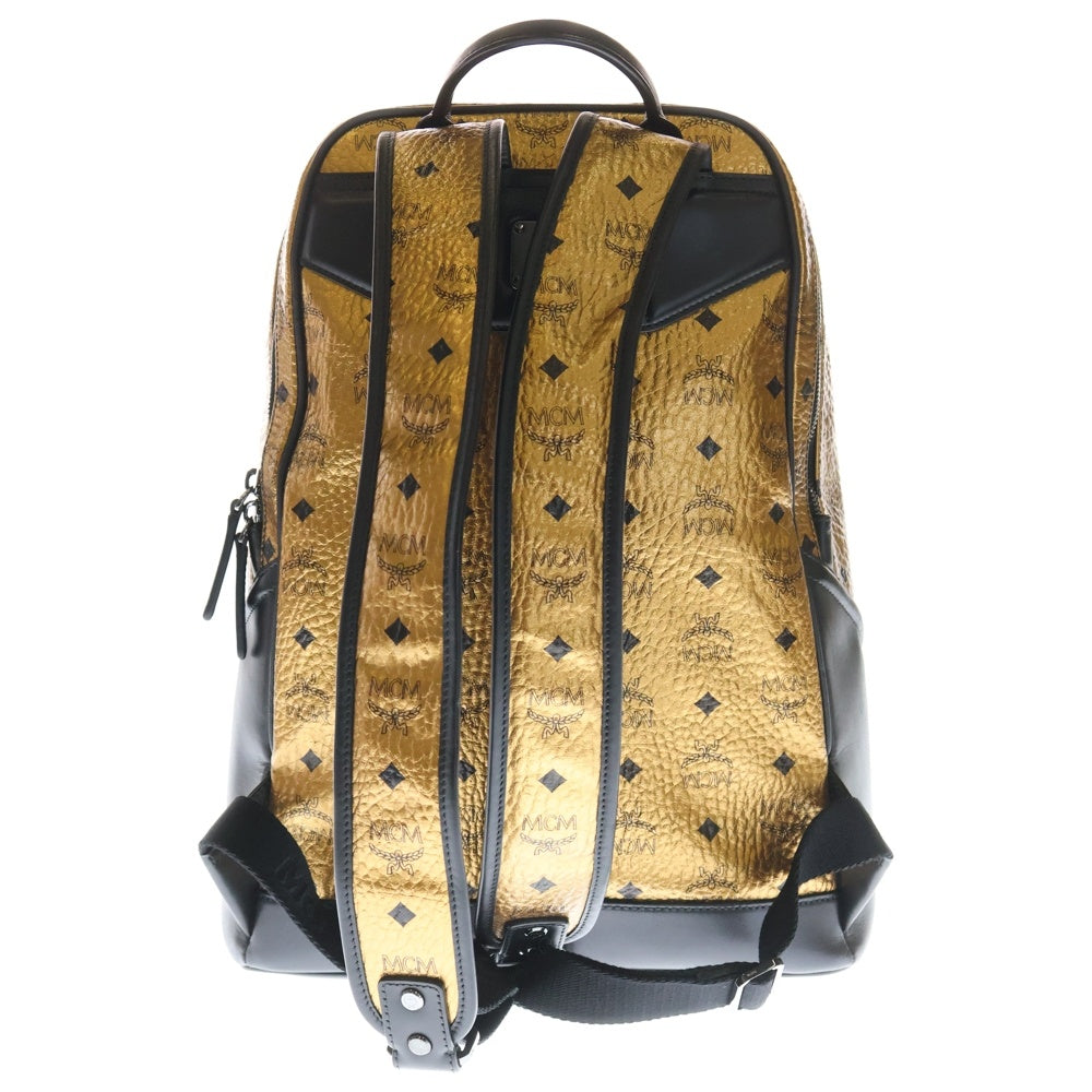 MCM(エム シー エム) ロゴプレート付き ヴィセトス総柄 レザー バックパック リュック ブラウン
