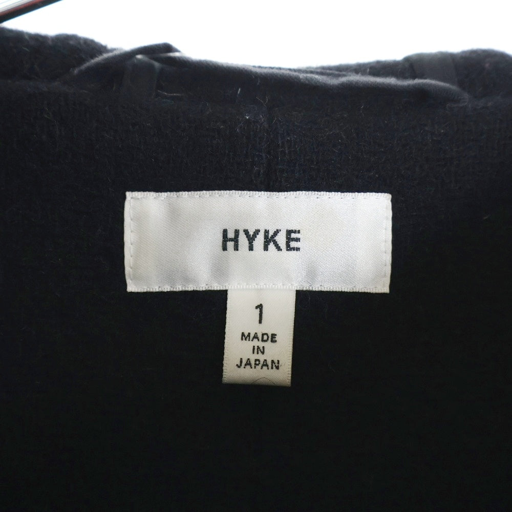 HYKE(ハイク) 15AW ウール混 メルトンダッフルコート ブラック 152-17028