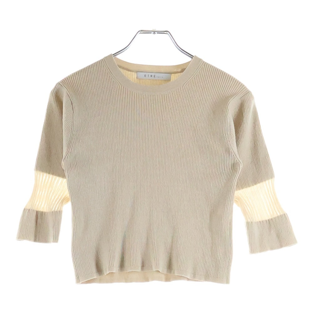 NO BRAND(ノーブランド) ETRE TOKYO (エトレトウキョウ) ショート丈 クルーネック長袖Tシャツ カットソー レディース ベージュ