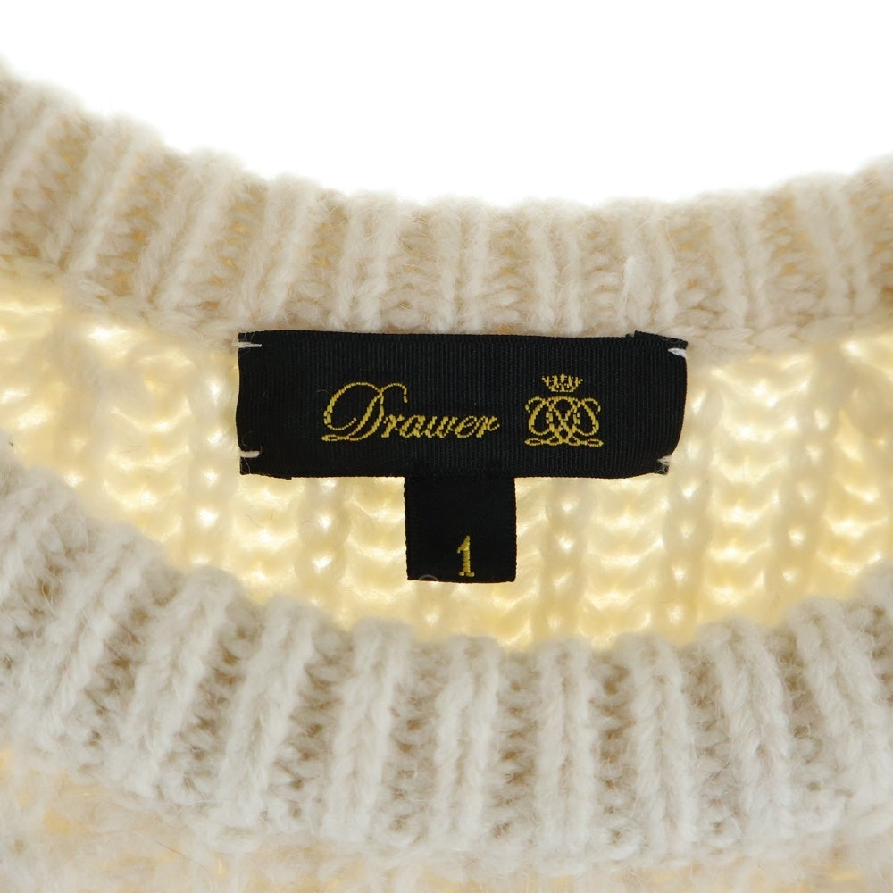 DRAWER(ドゥロワー) フリンジ クルーネックニットセーター レディース ホワイト 6513-106-0528