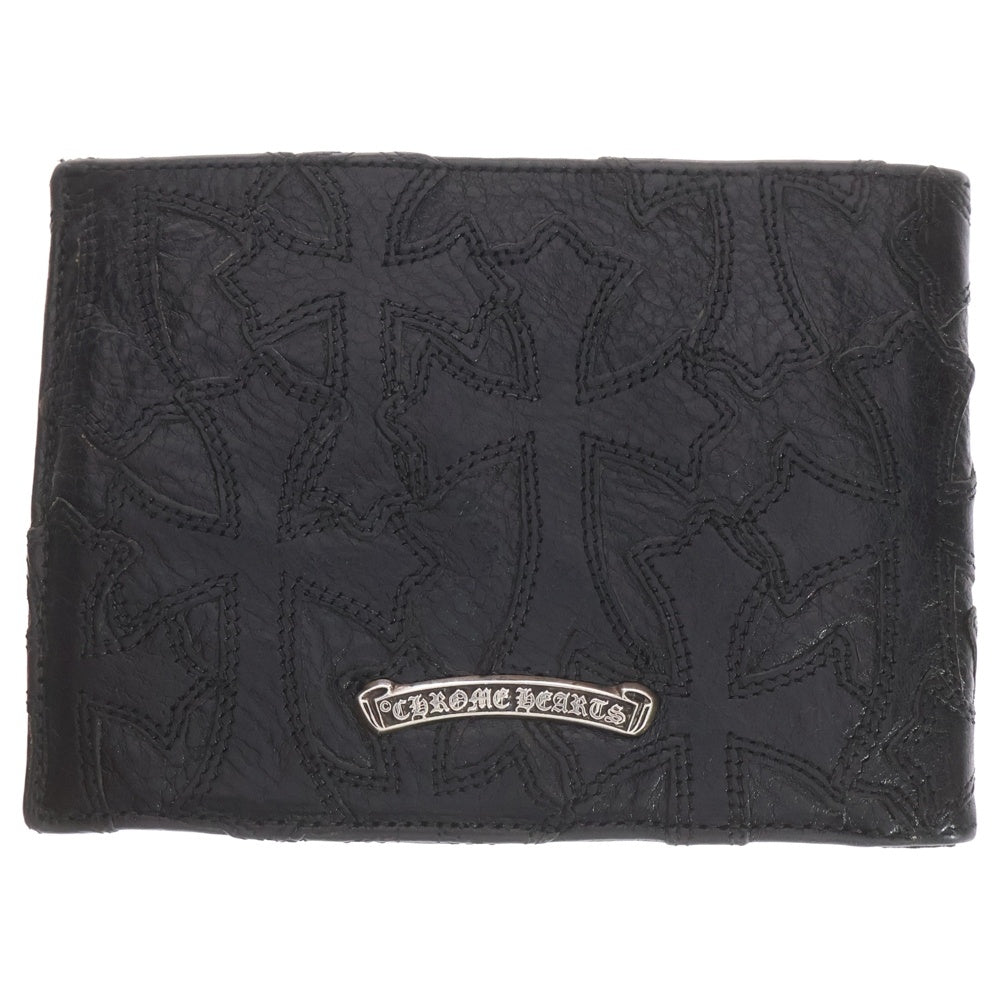 CHROME HEARTS(クロムハーツ) AINT NOTHING 2 DO アイント ナッシング トゥドゥ クロスパッチデザイン レザー スモールウォレット 二つ折り財布 ブラック