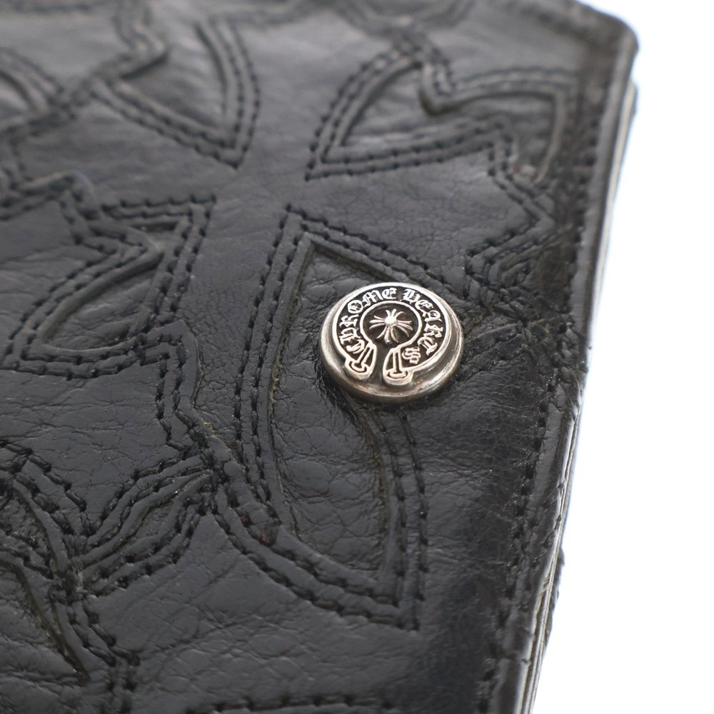 CHROME HEARTS(クロムハーツ) AINT NOTHING 2 DO アイント ナッシング トゥドゥ クロスパッチデザイン レザー スモールウォレット 二つ折り財布 ブラック