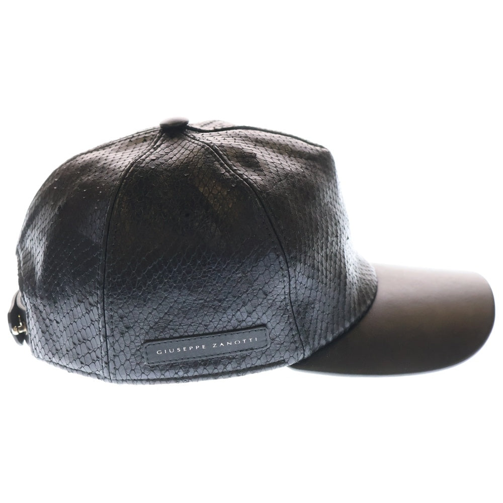 GIUSEPPE ZANOTTI(ジュゼッペ ザノッティ) パイソン柄 レザー キャップ ブラック