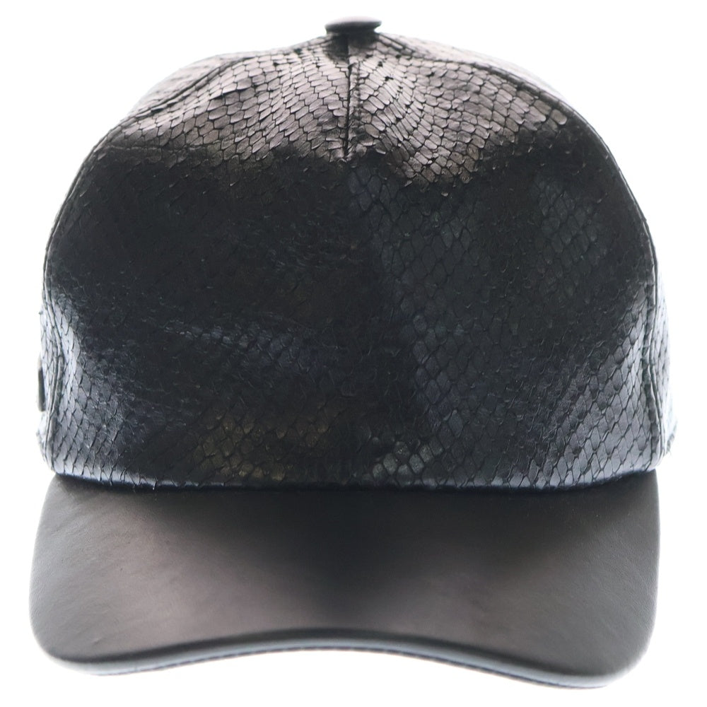 GIUSEPPE ZANOTTI(ジュゼッペ ザノッティ) パイソン柄 レザー キャップ ブラック
