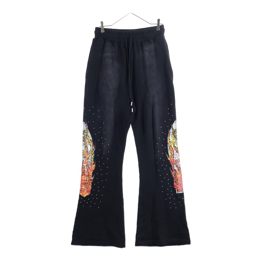 WHO DECIDES WAR(フーディサイズウォー) FLAME GLASS HARDWARE SWEAT PANTS フレームグラス ハードウェア フレンチテリー スウェットパンツ ブラック