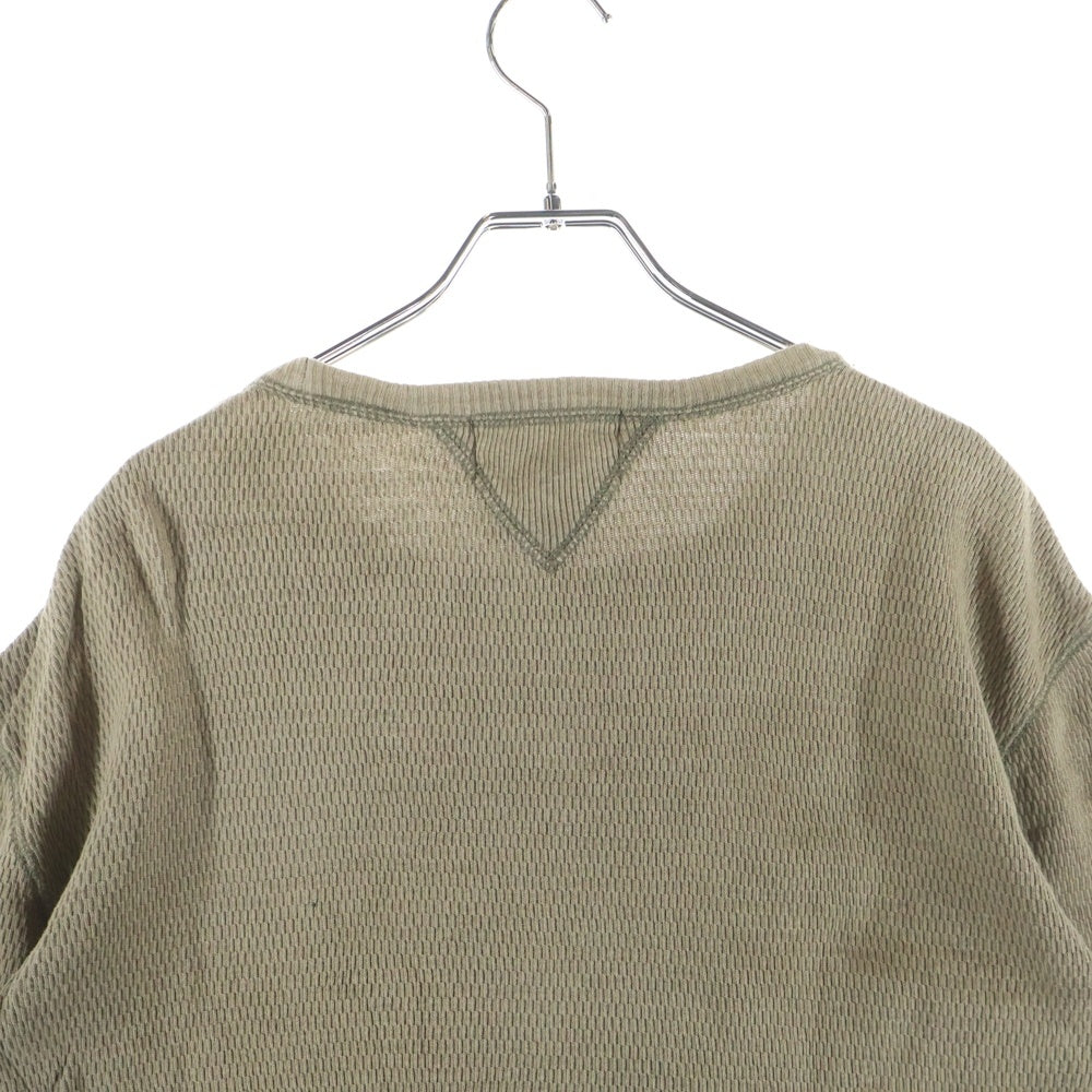 RRL(ダブルアールエル) 両V クルーネック サーマル ロングスリーブカットソー 長袖Tシャツ カーキ