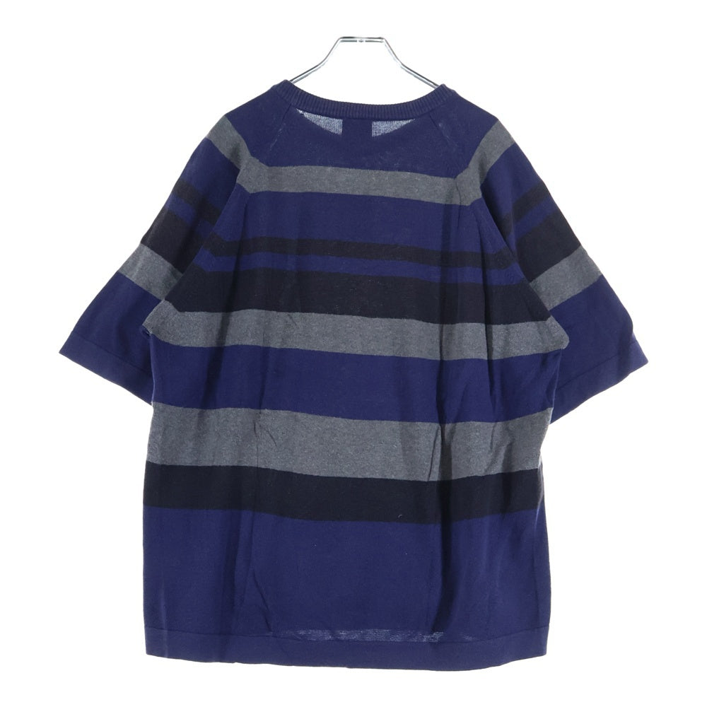 STUSSY(ステューシー) 90S VINTAGE トビウオタグ ボーダー柄 半袖 サマーニット ヴィンテージ カットソー ネイビー