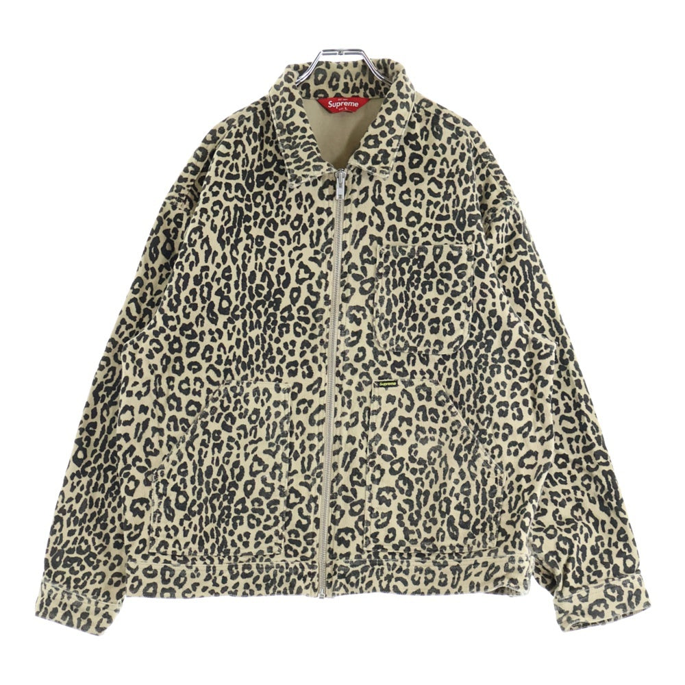 SUPREME(シュプリーム) 22AW Moleskin Work Jacket レオパード モールスキン ジップアップワークジャケット ベージュ/ブラック