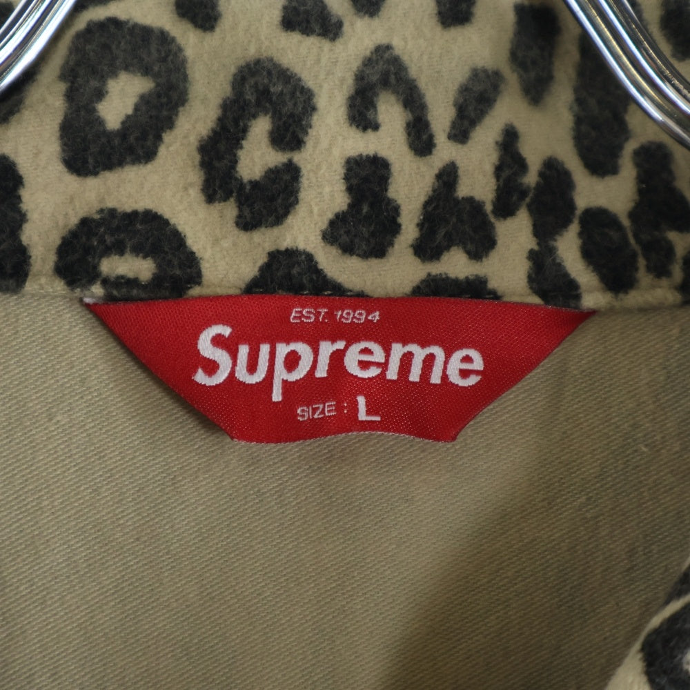 SUPREME(シュプリーム) 22AW Moleskin Work Jacket レオパード モールスキン ジップアップワークジャケット ベージュ/ブラック