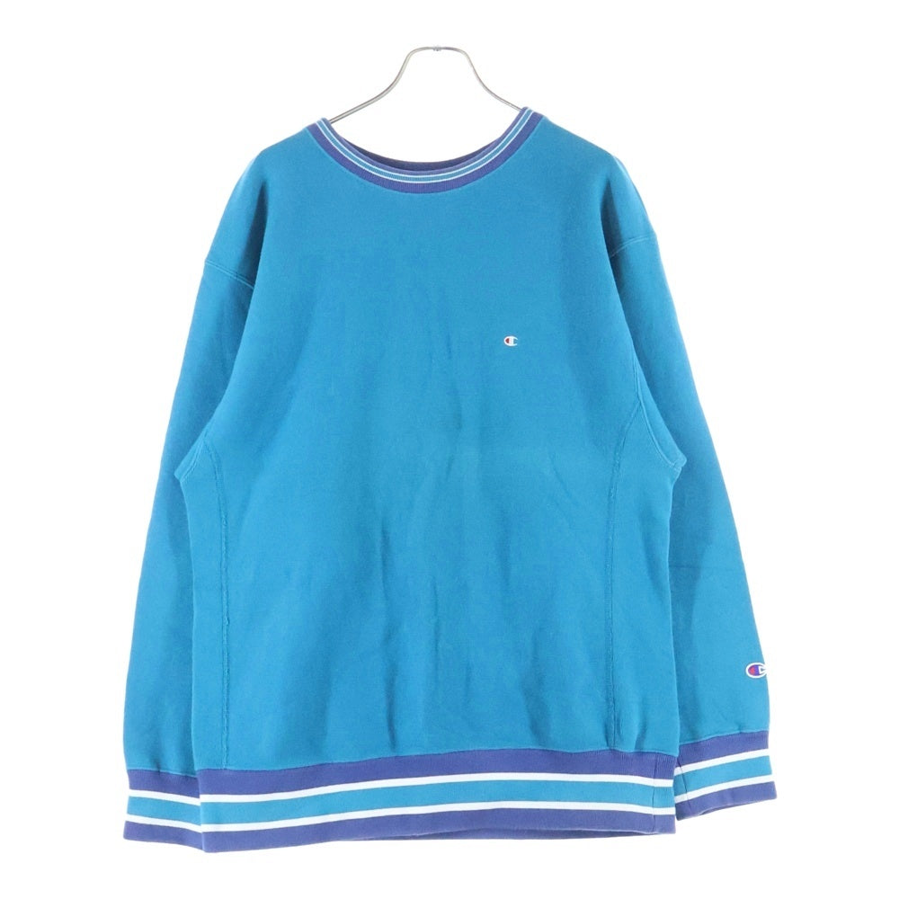 CHAMPION(チャンピオン) REVERSE WEAVE リバースウィーブ 青単タグ復刻 リブボーダースウェット トレーナー ブルー C8-L038