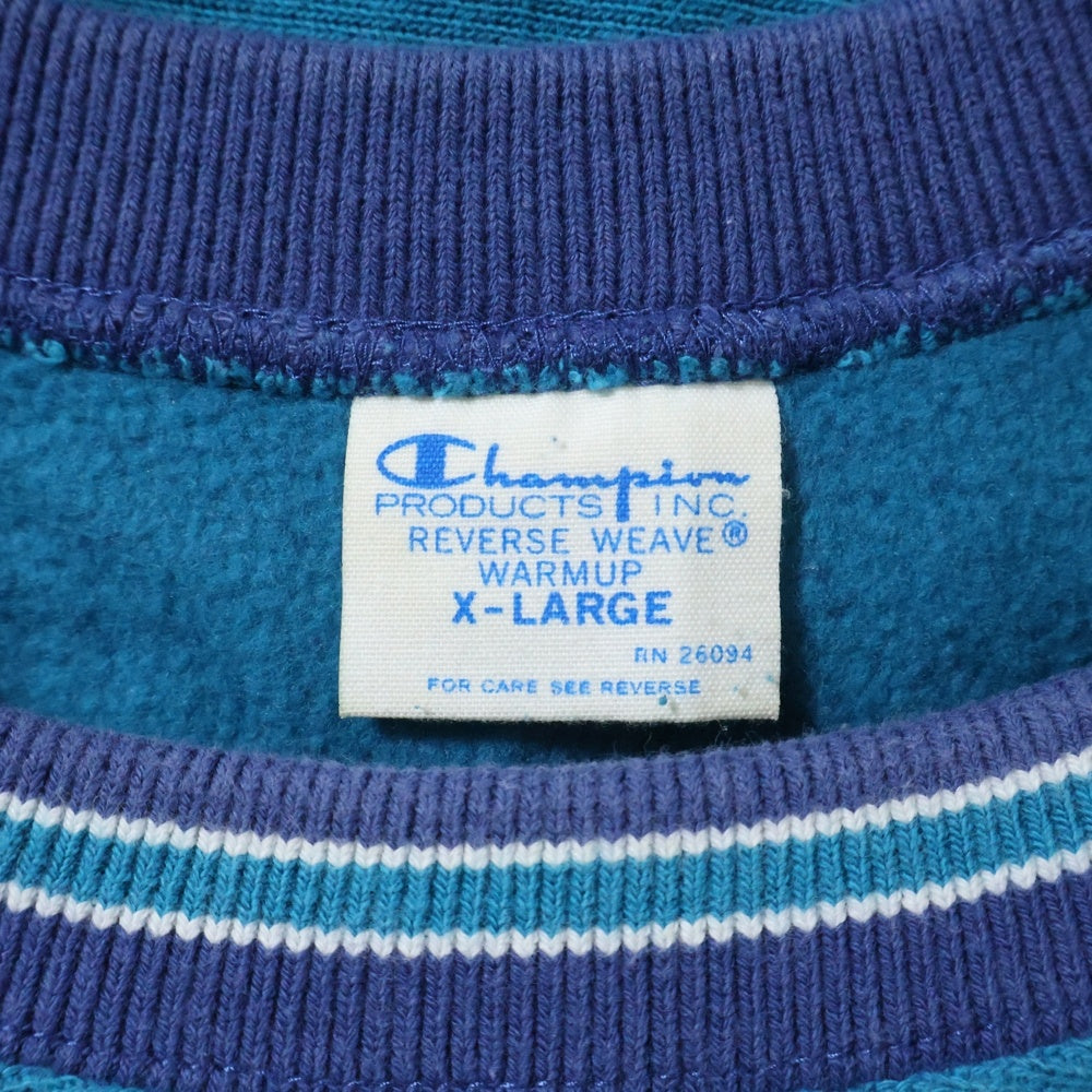 CHAMPION(チャンピオン) REVERSE WEAVE リバースウィーブ 青単タグ復刻 リブボーダースウェット トレーナー ブルー C8-L038