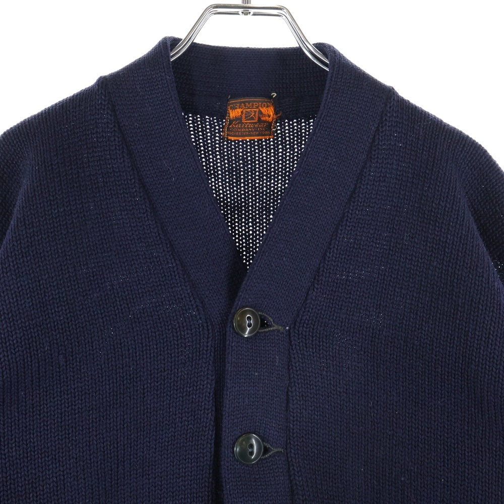 CHAMPION(チャンピオン) 30-40S VINTAGE ヴィンテージ 初期ランタグ パッチ無 ウールニット レタードカーディガン ネイビー