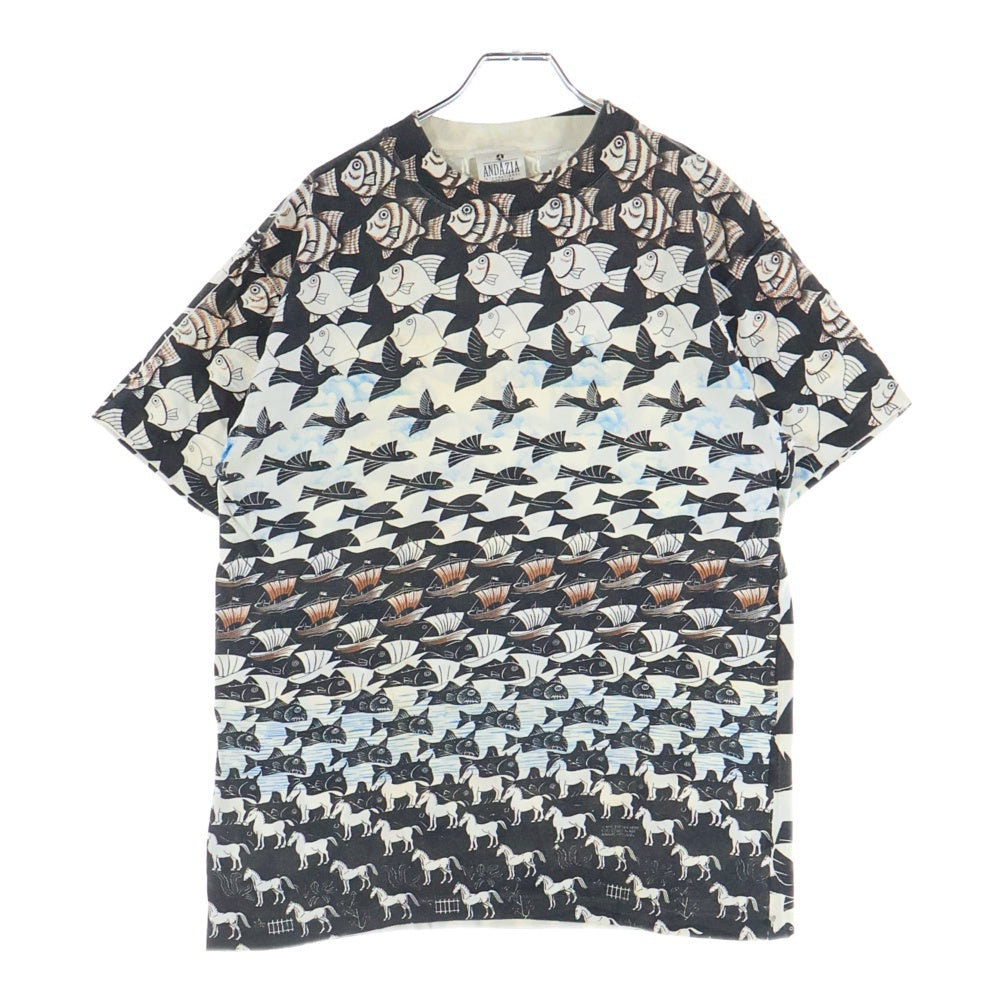 VINTAGE(ヴィンテージ) 90S VINTAGE M.C.ESCHER ALL OVER PRINT T-SHIRT ANDAZIA ヴィンテージ マウリッツエッシャー USA製 総柄プリント クルーネック 半袖Tシャツ マルチカラー