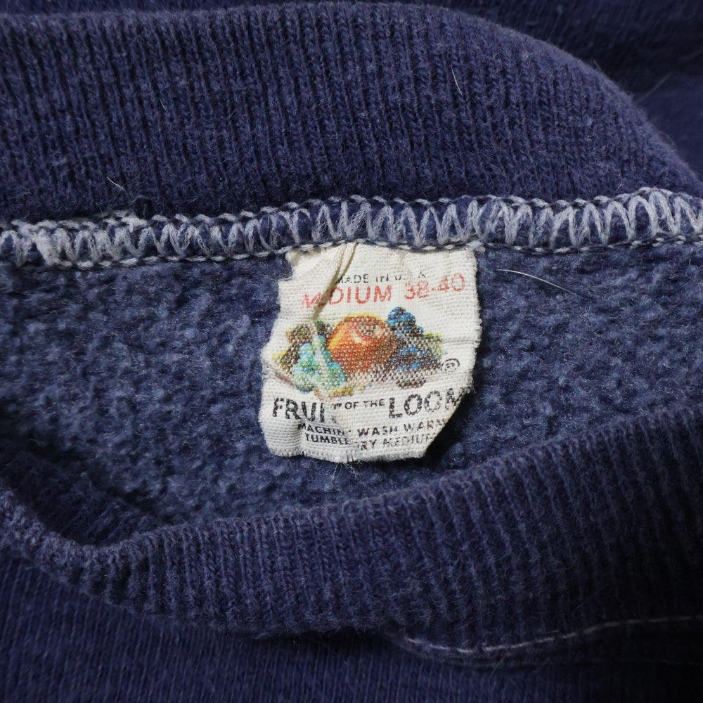 VINTAGE(ヴィンテージ) 70S VINTAGE FRUIT OF THE LOOM CAPRICORN ヴィンテージ USA製 フルーツオブザルーム フロントプリント ラグランスウェット 半袖トレーナー ネイビー
