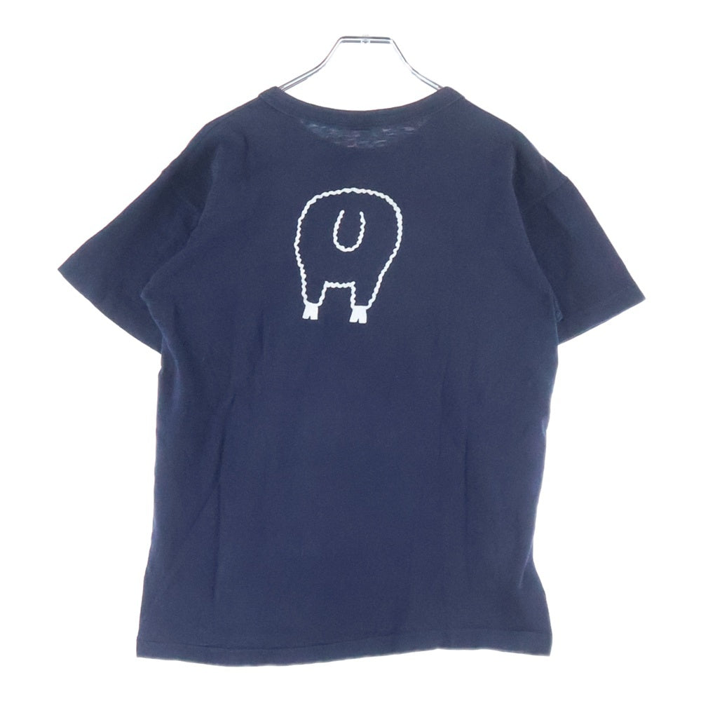 WOOLRICH(ウールリッチ) 80S VINTAGE ヴィンテージ USA製 CHAMPIONボディ トリコロールタグ 両面プリント クルーネック 半袖Tシャツ カットソー ネイビー