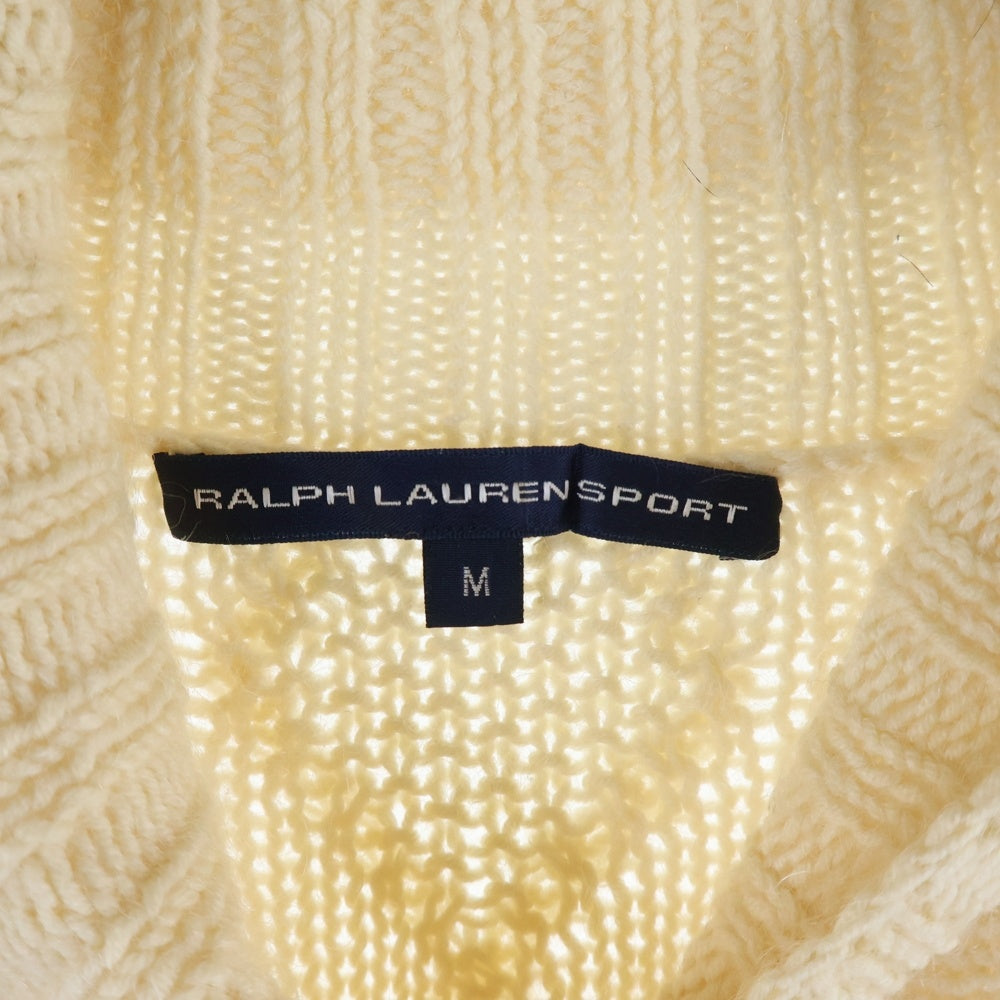 RALPH LAUREN SPORT(ラルフローレン スポーツ) モヘア混 ショールカラー ケーブルニット セーター アイボリー レディース