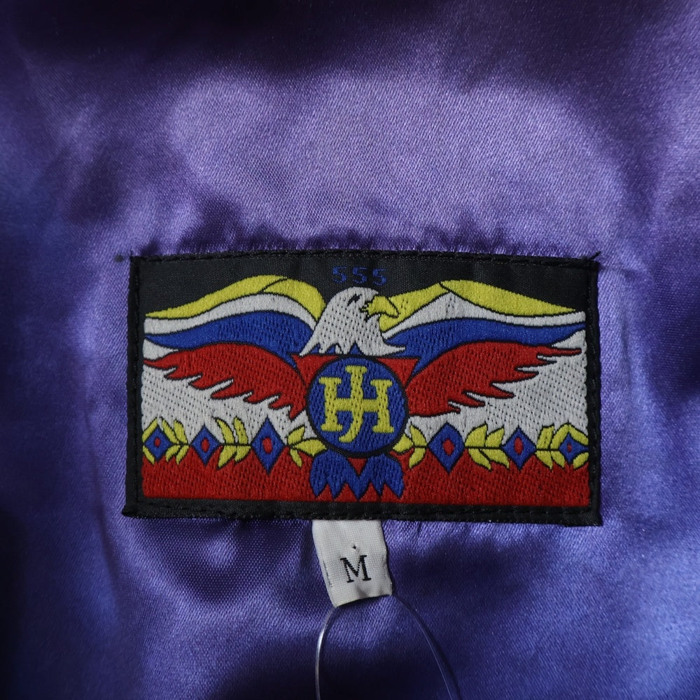 JEFFHAMILTON(ジェフハミルトン) 90S VINTAGE LEATHER STADIUM JACKET 胸ロゴ スタジャン レザージャケット ブルゾン ブラック/レッド/ブルー