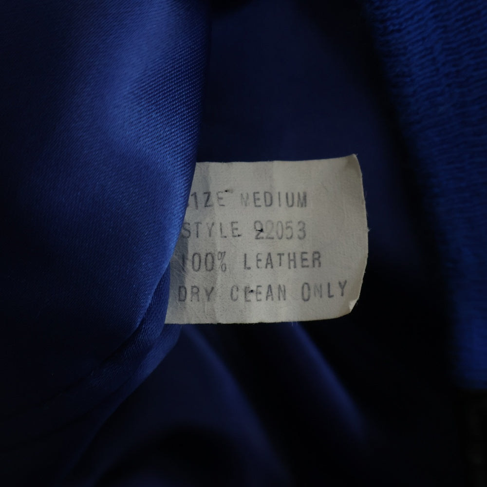 JEFFHAMILTON(ジェフハミルトン) 90S VINTAGE LEATHER STADIUM JACKET 胸ロゴ スタジャン レザージャケット ブルゾン ブラック/レッド/ブルー