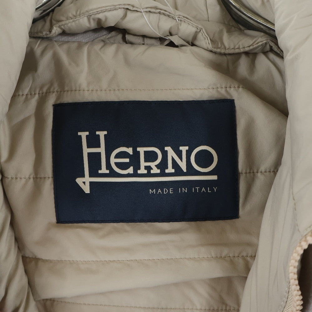 HERNO(ヘルノ) ウールナイロンダイアゴナルライトツィードデタッチャブルフーディーバルカラーコート ベージュ CA000137U-33344