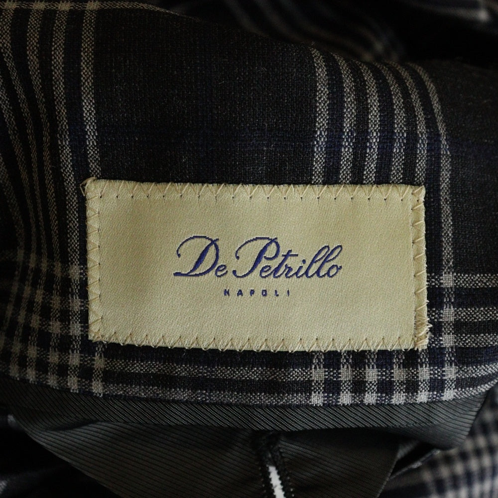 De Petrillo(デ ペトリロ) ダブルポケット 3B バージンウール混 チェック柄 テーラードジャケット グレー TS18141F