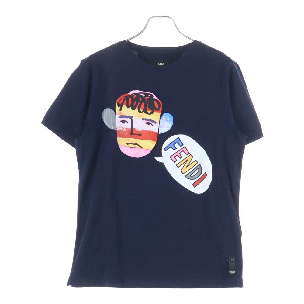 FENDI(フェンディ) フロントロゴデザイン クルーネック カットソー 半袖Tシャツ ネイビー FY0798 8CW