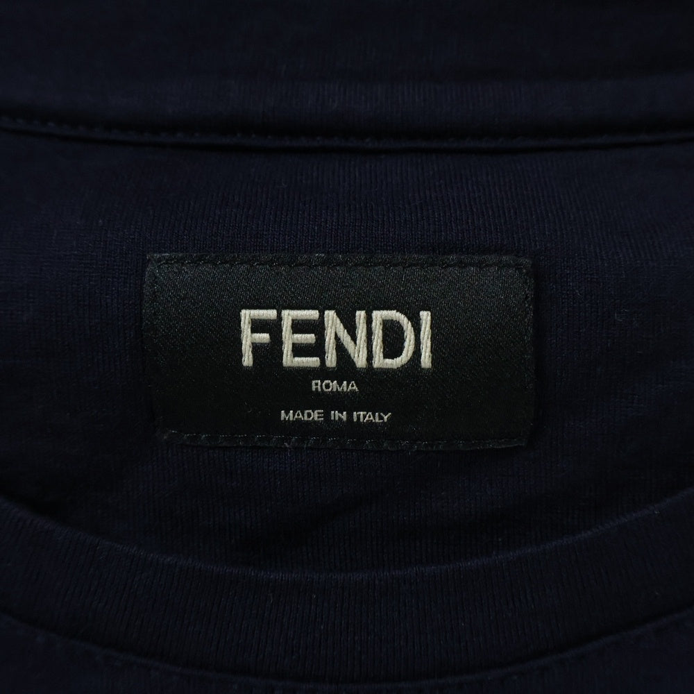 FENDI(フェンディ) フロントロゴデザイン クルーネック カットソー 半袖Tシャツ ネイビー FY0798 8CW
