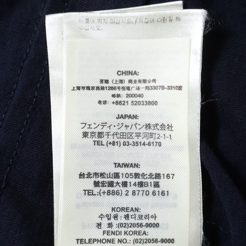 FENDI(フェンディ) フロントロゴデザイン クルーネック カットソー 半袖Tシャツ ネイビー FY0798 8CW