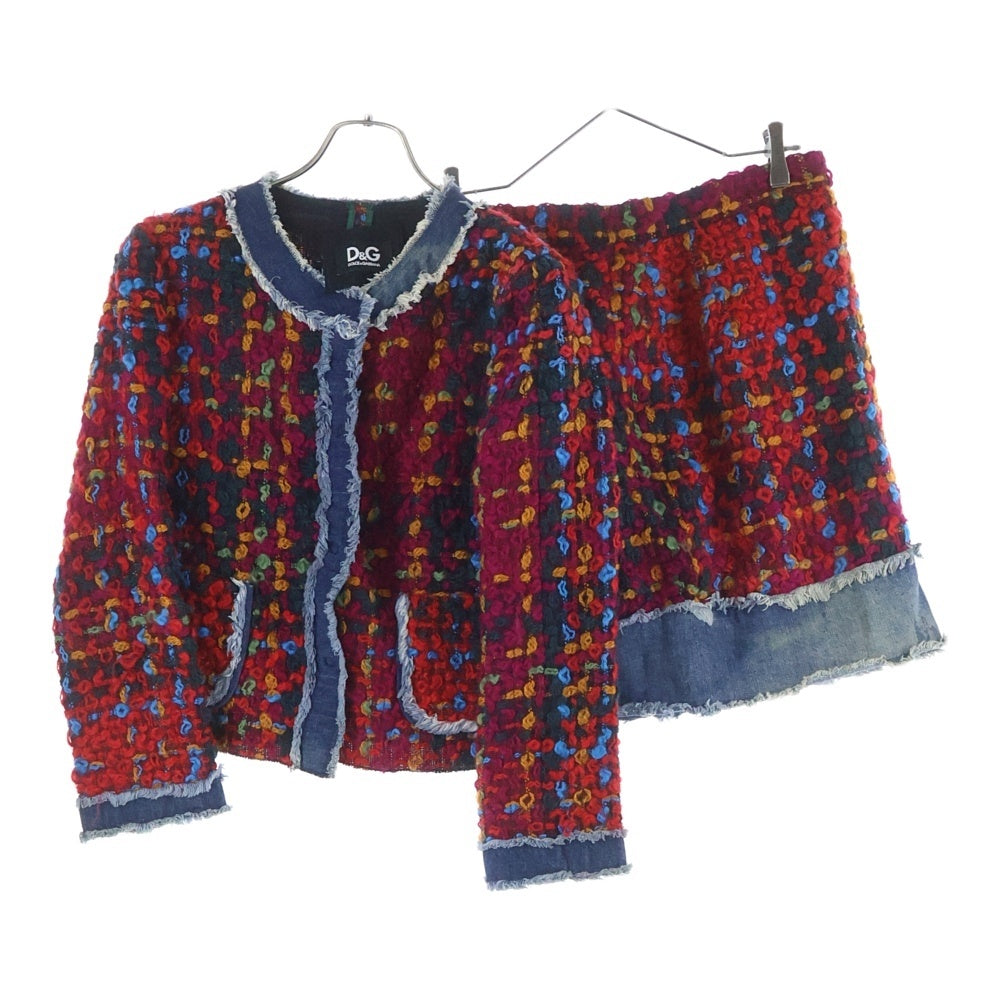 DOLCE & GABBANA(ドルチェアンドガッバーナ) デニム切り替え セットアップスーツ ウールジャケット ミニスカート レディース マルチカラー SJ0349