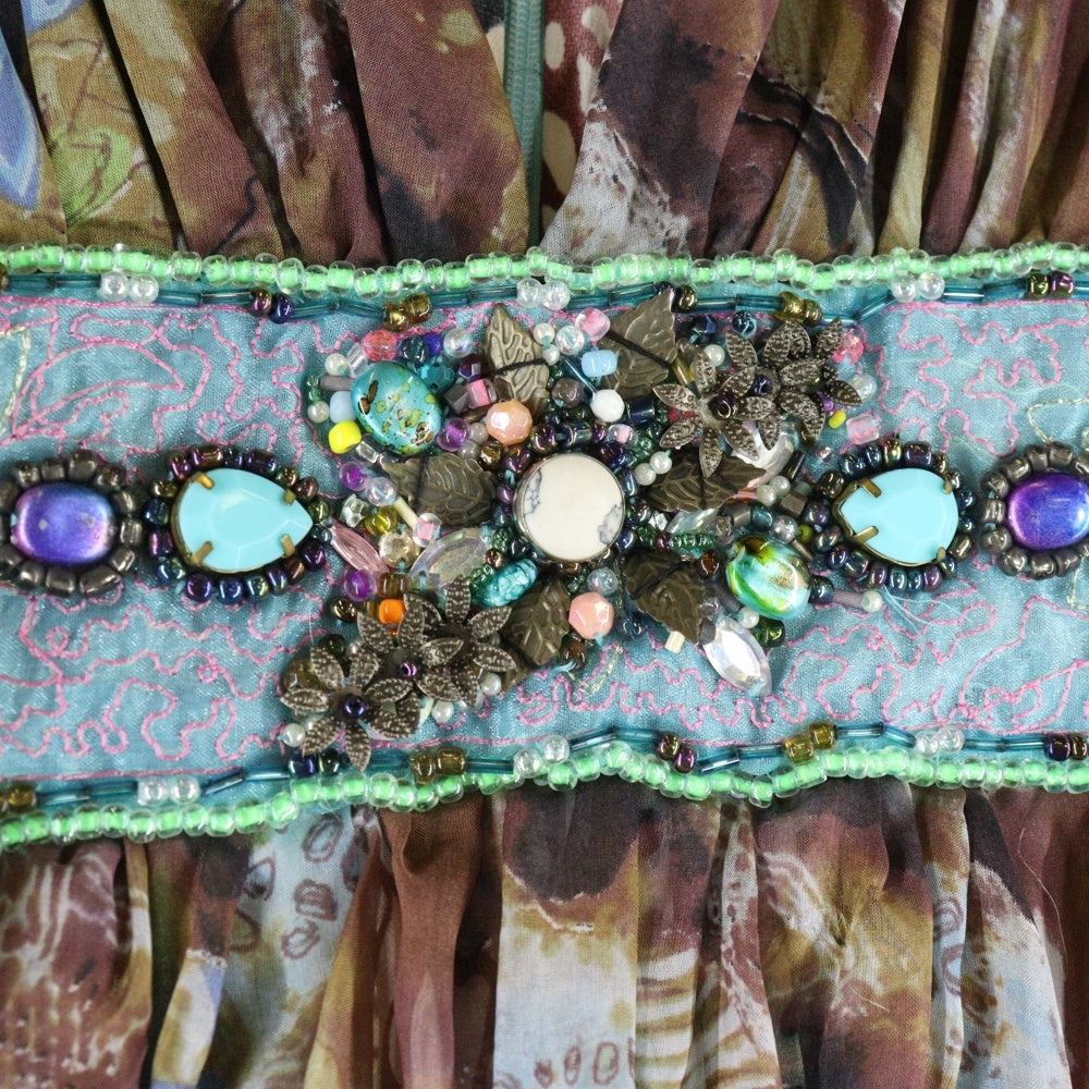 MEGHAN(メーガン) 総柄 ストーンスタッズ ノースリーブワンピース ドレス レディース マルチカラー 9H-M7625