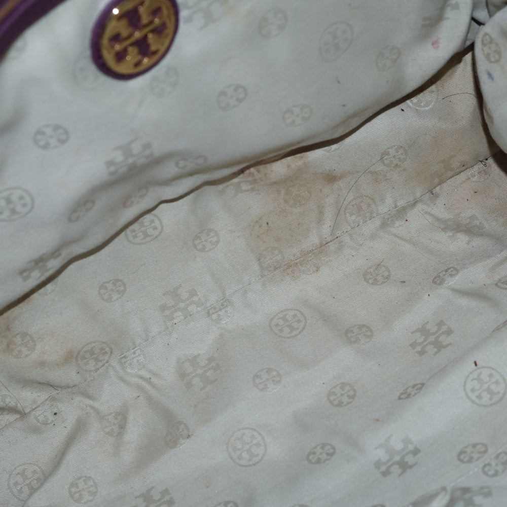 TORY BURCH(トリー バーチ) フロントロゴ レザーハンドバッグ トートバッグ レディース パープル