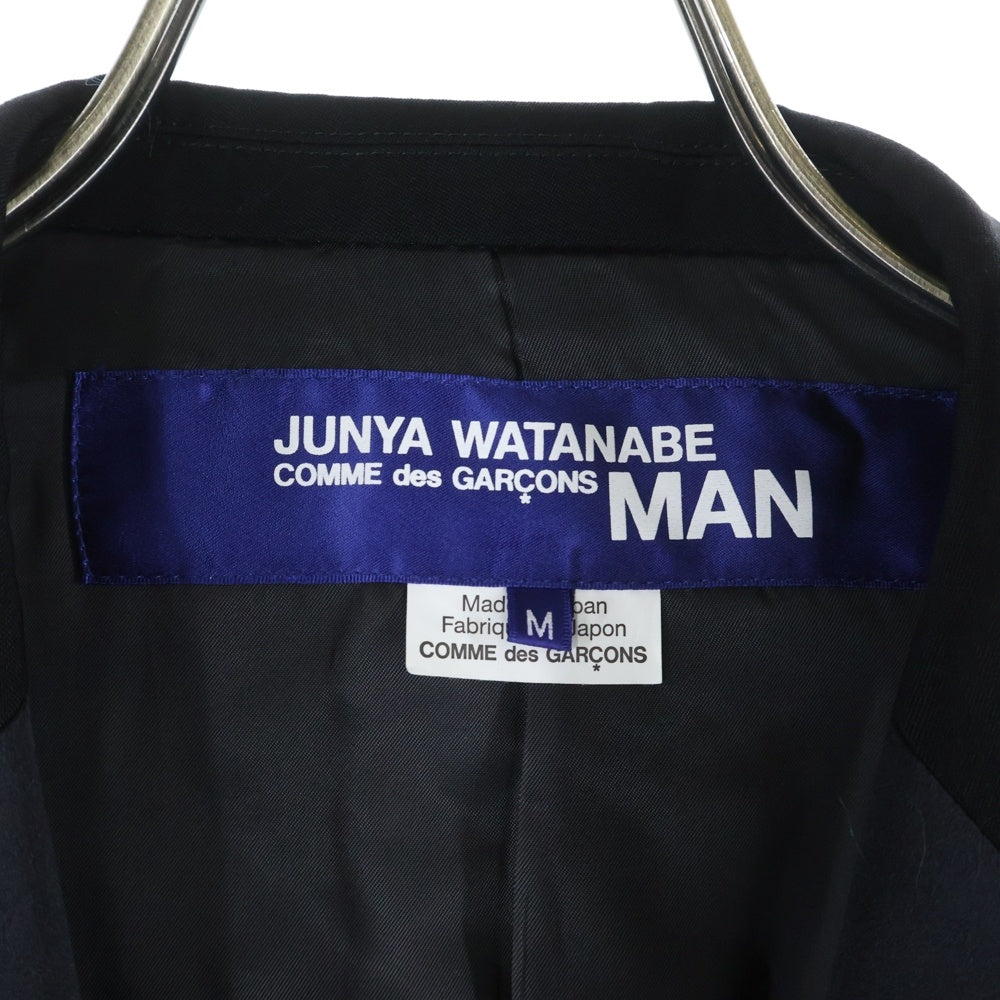 JUNYA WATANABE COMME des GARCONS(ジュンヤワタナベ コムデギャルソン) モヘアニット切り替え 2B ダブルフラップポケット タキシード テーラードジャケット ブラック/グリーン WP-J018