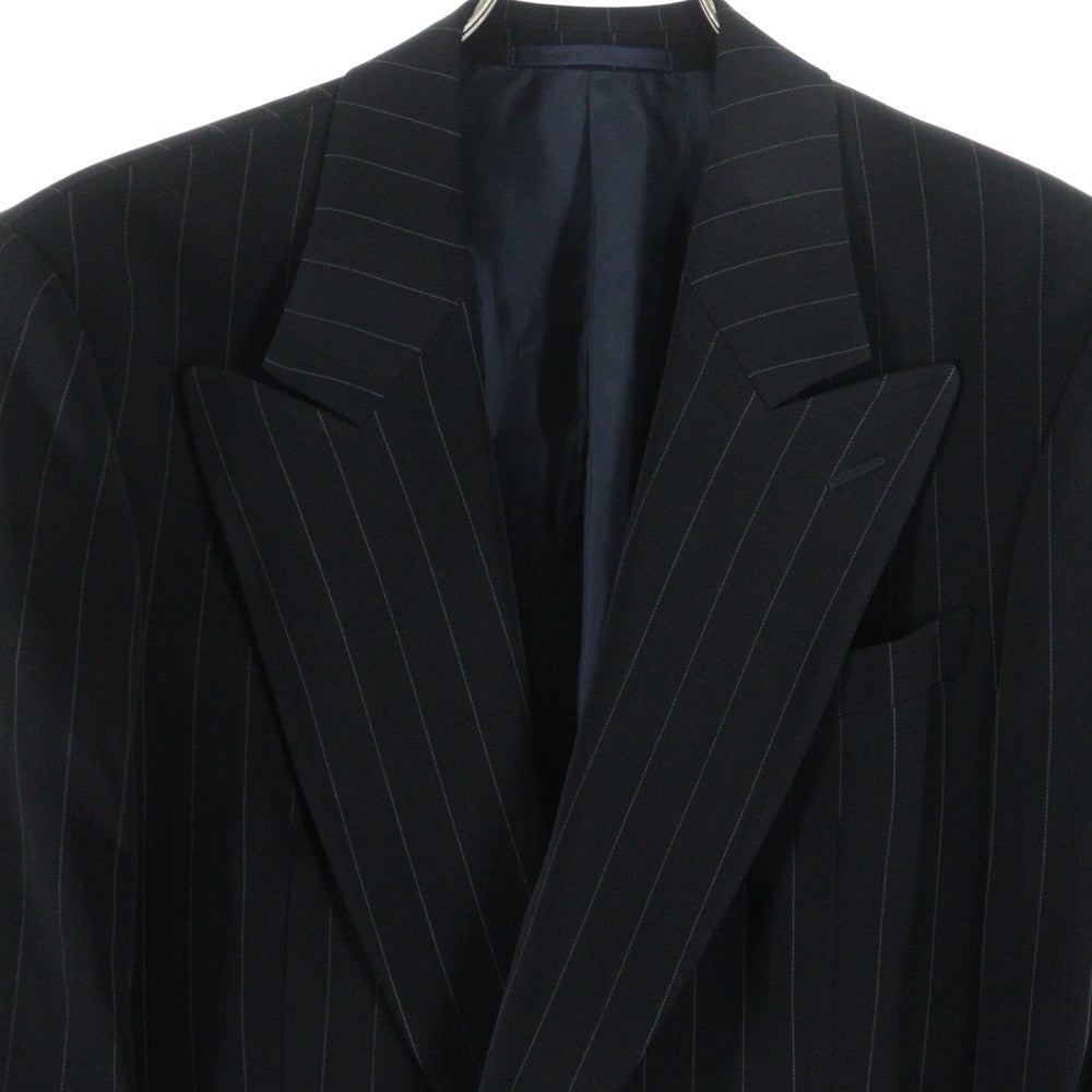 ARMANI COLLEZIONI(アルマーニ コレツィオーニ) ダブルポケット ピークドラペル ピンストライプ柄 テーラードジャケット ブラック 2B63CB